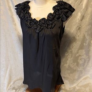 Ruffled Silky Sleeveless Top Charcoal Grey